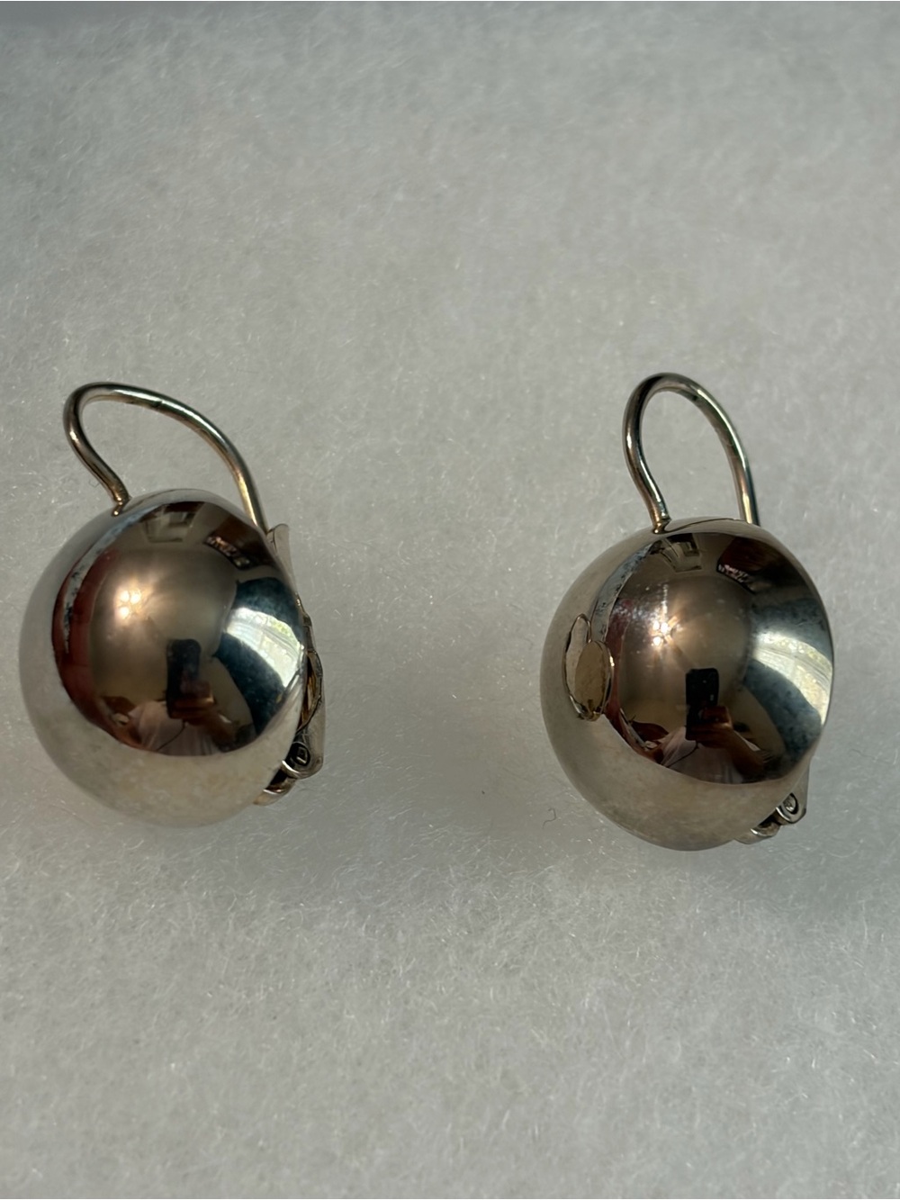 925 Sterling Silver-Thailand Dome Drop Earrings. With back closure.